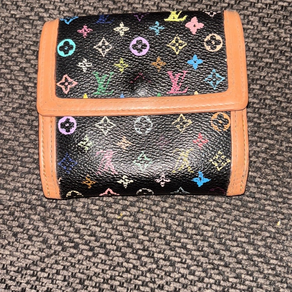 Louis Vuitton Murakami Black Wallet with Multicolor Monogram